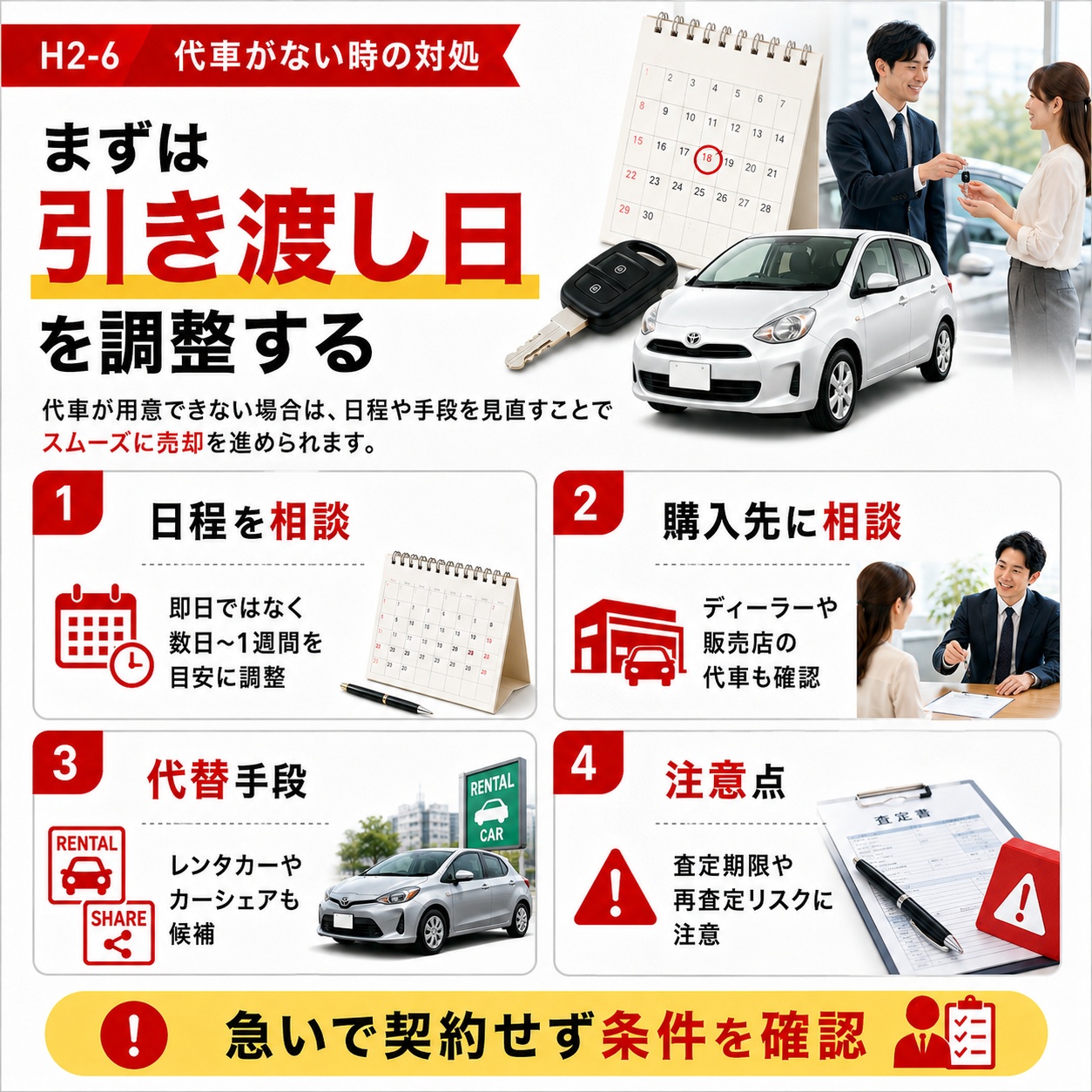 代車がないときは引き渡し日を調整する