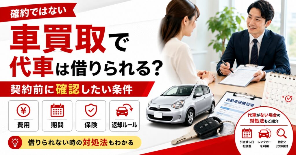 車買取の代車が必要なら【契約前】無料条件と事故時の負担